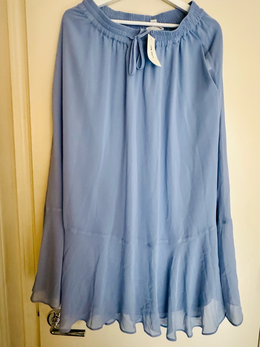 Women's Light Blue Chiffon Maxi Skirt with Elastic Waist
